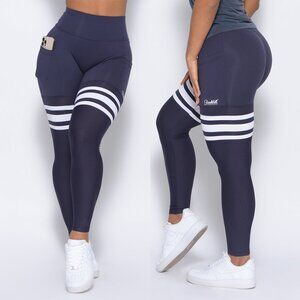 NWT BOMBSHELL SPORTSWEAR Perform Thigh High Leggings Twilight Blue Small